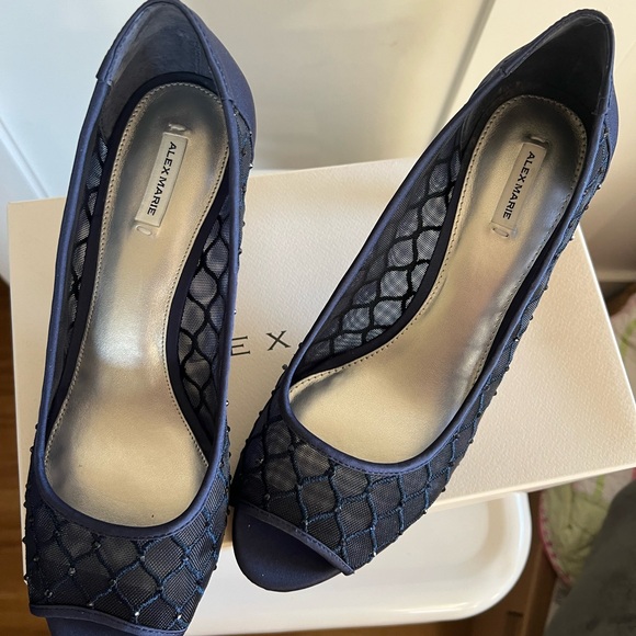 Alex Marie Blue Quilted Peep-Toe Heels - Picture 6 of 6